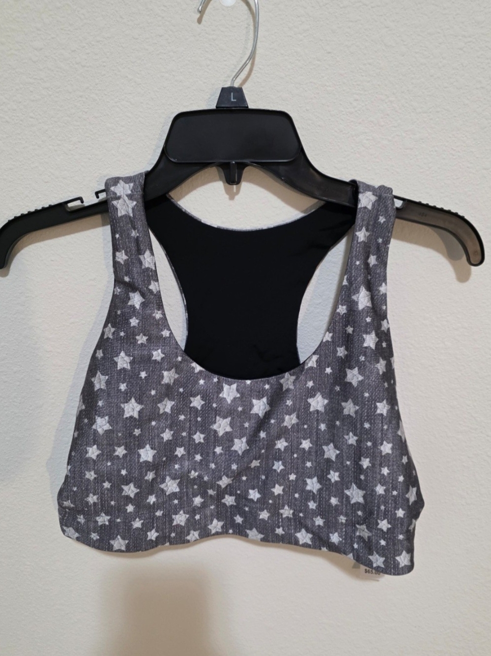 Terez Grey Star-Print Racerback Sports Bra